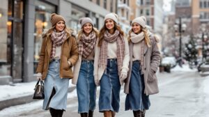 tenue jupe longue jean hiver